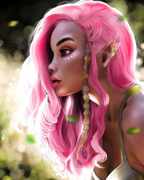 Pink Elf Tumblr Digital Art Girl Elf Art Girls Cartoon Art