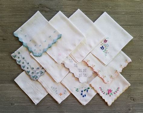 Vintage Craft Hankies Lot Of 12 White Handkerchiefs Imperfect