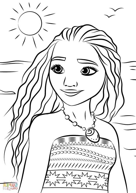 Coloring Pages Moana Scenery Mountains