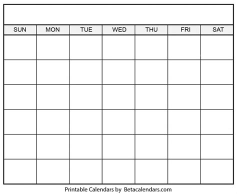 Free Printable Blank Calendar