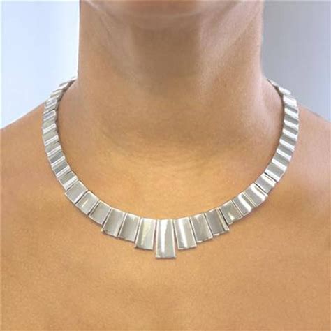 Art Deco Solid Silver Statement Necklace By Otis Jaxon Silver