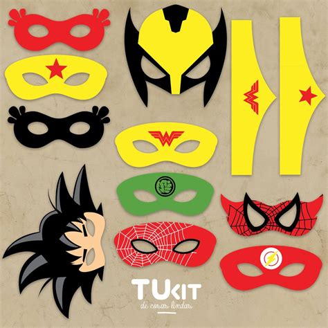 Kit Imprimible Antifaces Mascaras Superheroes Tukit