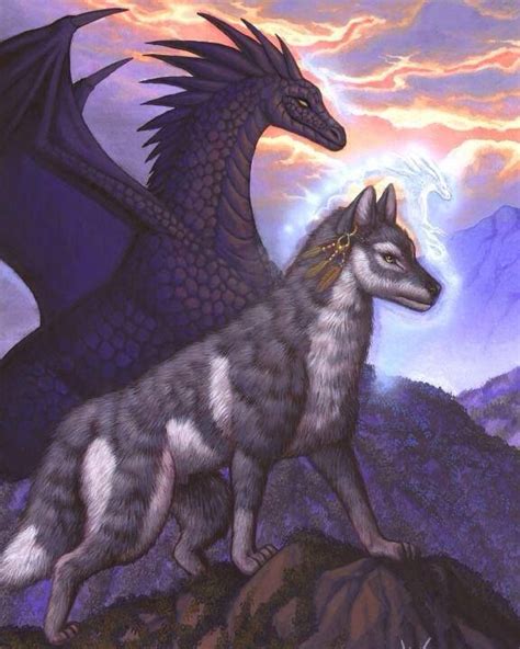 Wolf And Dragon Fantasy Wolf Fantasy Dragon Fantasy Art Magical