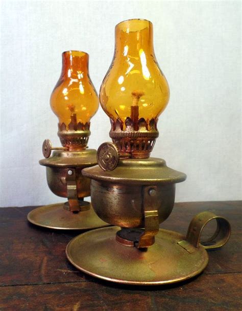 Mini Oil Lamps Copper Brass Oil Lamps Amber Early American Style