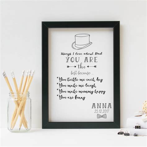 Personalised Print Things I Love About Dad By Paper Craze