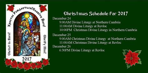 Christmas Liturgy Schedule Holy Protection Of The Mother Of God