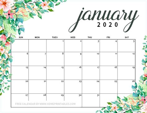 January 2019 Calendar Printable 01 Home Printables