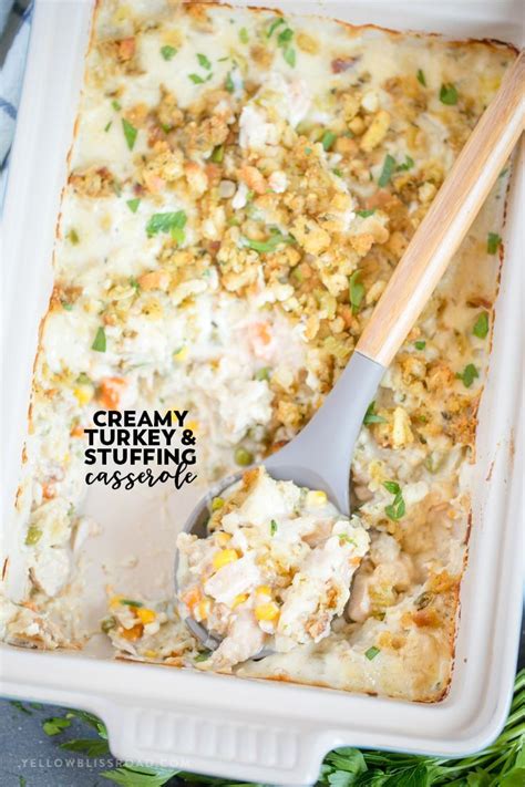 Creamy Turkey And Stuffing Casserole Recipe Stuffing Casserole