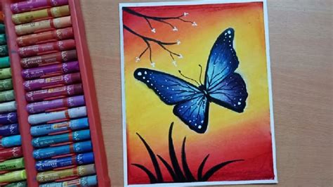Oil Pastel Butterfly Flower Drawing Colour Pic Jelly