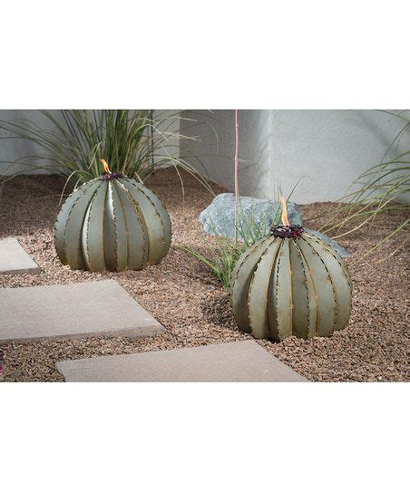 Grusonii ) is a common desert ornamental. Desert Steel Golden Barrel Cactus Torch | zulily | Golden ...