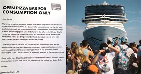 Letter Reminding Cruise Ship Guests Not To Have Sex With Pizza Appears