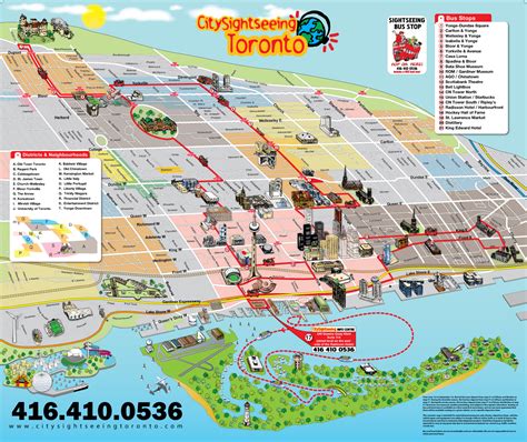 Large Detailed Tourist Map Of Downtown Of Toronto City Vidiani Com