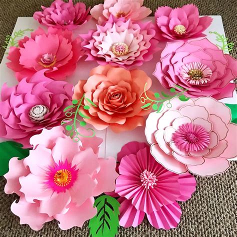 Pdf Petal 9 Paper Flowers Template With Base And Flat Center Etsy