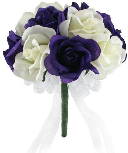 For all your florist sundries including ribbons, cellophane, silk flowers, floral foam, glass vases, wedding accessories and much more. Purple and Ivory Silk Rose Toss Bouquet - Bridal Wedding ...