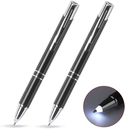 Glowseen Led Pen 2 Pack Lighted Tip Pen Smooth Writting Ballpoint Pen
