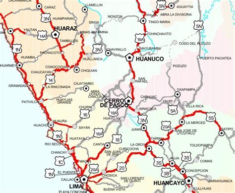 Mapa De La Ruta Lima Huanuco Tingo Maria Plano De Las Carreteras Es