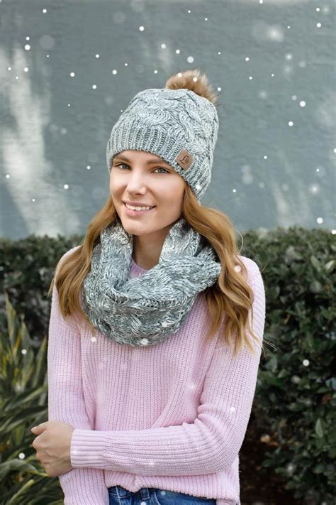 Winter Hat And Scarf Set For Women Set Cute Soft Warm Infinity Etsy