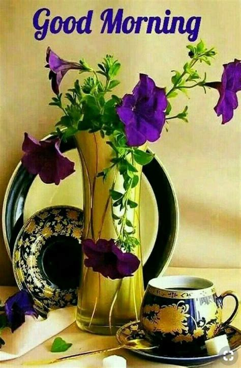 Good Morning Good Morning Purple Flower Arrangements Coffee Love