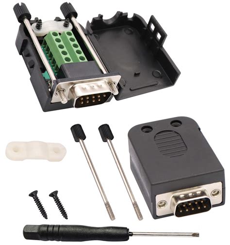 buy aaotokk db9 screw terminal block adapter d sub 9 pin rs232 male to 9 1 pin way female serial