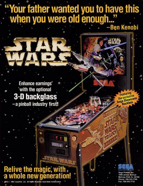 Star Wars Trilogy Pinball Machine Flyer Original Nos 1997 Artwork Sega