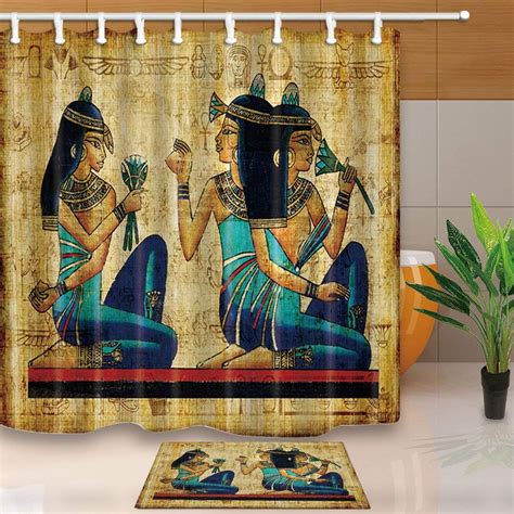artjia egyptian decor female sex shower curtain 66x72 inches with floor doormat bath rugs 15
