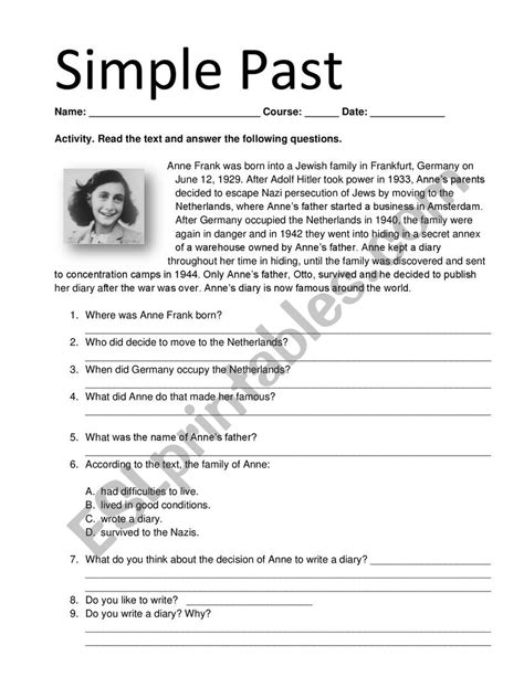 Simple Pastreading Comprehension Esl Worksheet By Lilisalc