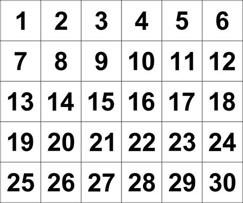 7 Best Images Of Printable Number Chart 1 30 Number Chart 1 20