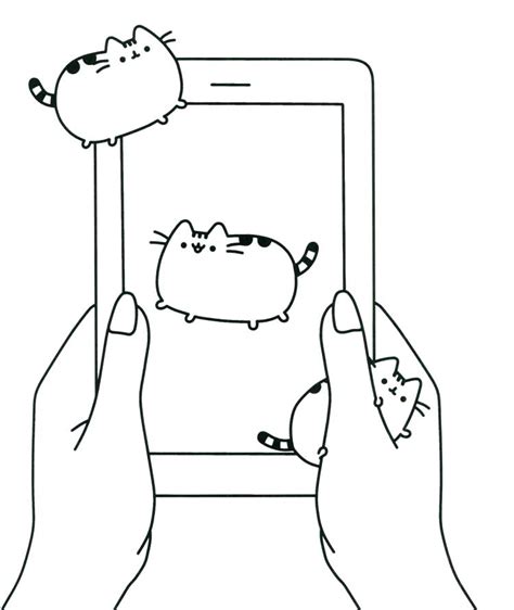 Pusheen On The Phone Coloring Page Free Printable Coloring Pages For Kids