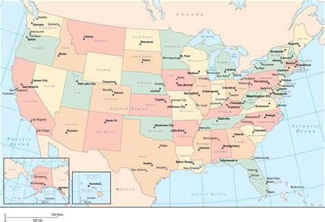 Usa Map With State Names And Capitals
