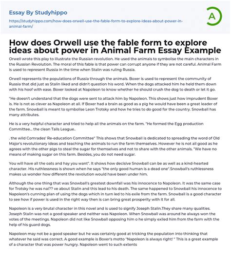 How Does Orwell Use The Fable Form To Explore Ideas About Power In