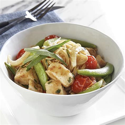 Remove from pan and keep warm. Chicken & Snap Pea Stir-Fry over Angel Hair Pasta Recipe ...