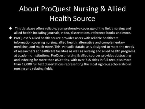 Ppt Proquest Nursing And Allied Health Source Powerpoint Presentation