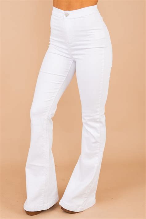 Sassy Chic White Flare Jeans High Waist Jeans The Mint Julep Boutique