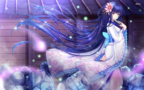 Beautiful Anime Blue Background Cute Anime Girl Anime Wallpaper