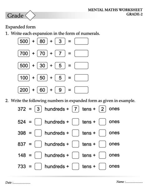 Free Printable Expanded Form Math Worksheets