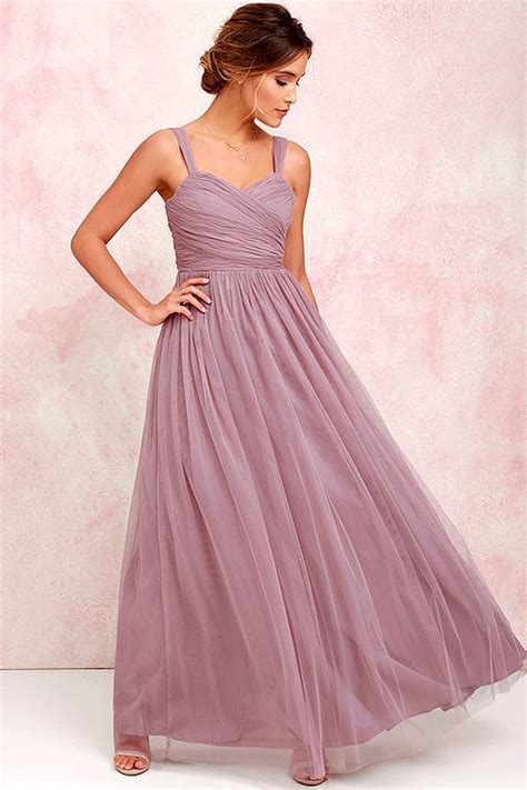Pretty Mauve Gown Tulle Gown Bridal Gown Maxi Dress 8200 Lulus