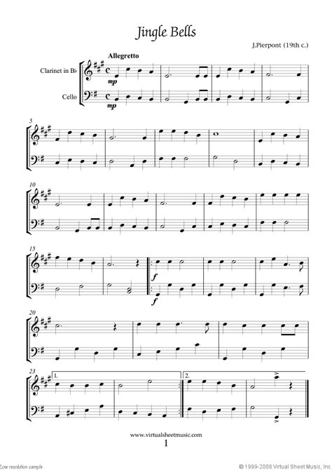 Most popular carols and hymns are included along with more obscure music. Clarinet and Cello Christmas Duet Sheet Music Carols PDF