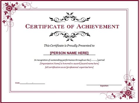 Certificate Word Template Certificates Templates Free