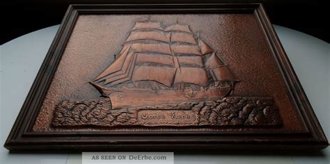 Gorch Fock Segelschiff - Großes Antikes Bild Im Holzrahmen, Kupfer