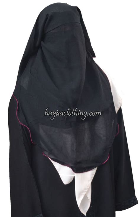 3 Layers Fluttery Butterfly Black Saudi Niqab Pink Trim Niqab Islamic Clothing Muslim Women