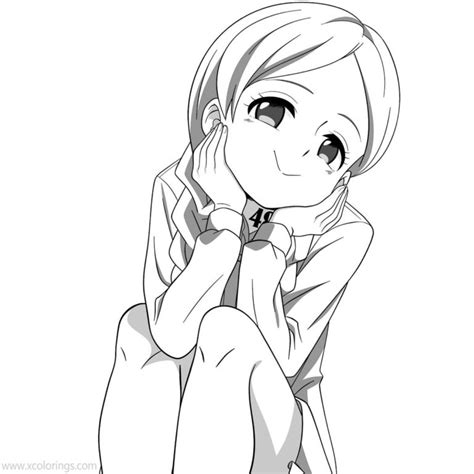 The Promised Neverland Coloring Pages Emma In Skirt