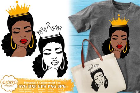 Black Queen Svg 2 Afro Woman With Crown Svg File Didiko Designs