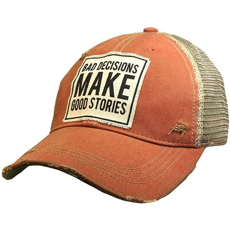 bad decisions make good stories trucker hats baseball caps with funny sayings for women and