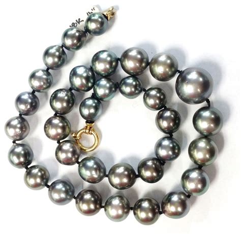 18k Gold 15 10mm Black Tahitian Pearl Baroque Strand Necklace