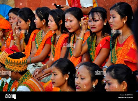 A Group Of Women And Men From North East India Cultural Group Stock