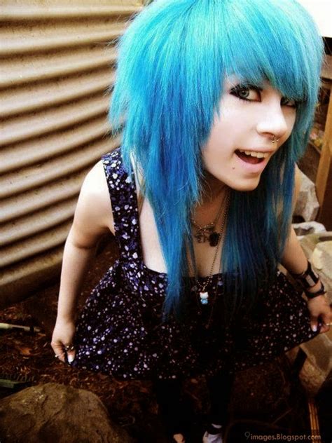 Dark blue but still blue nonetheless. Beauty cute emo girl blue hair gorgeous fashionable