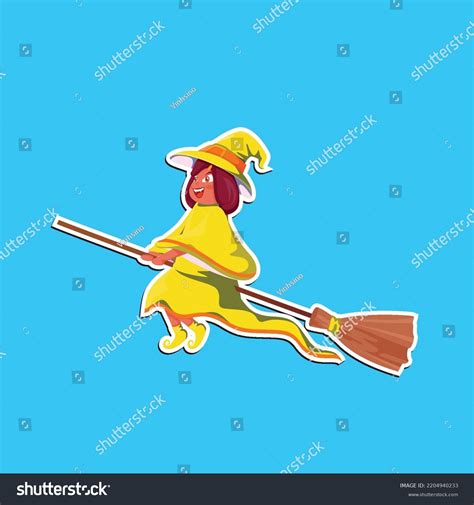 Cartoon Young Witch Flying Her Broom Stock Vector Royalty Free 2204940233 Shutterstock
