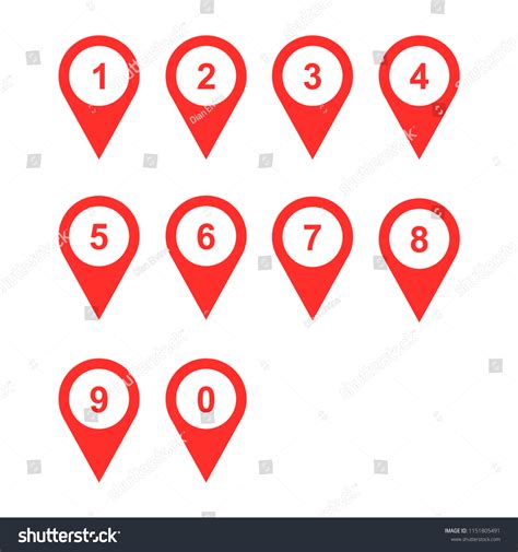 Numbers Sign Map Pointer Stock Vector Royalty Free 1151805491