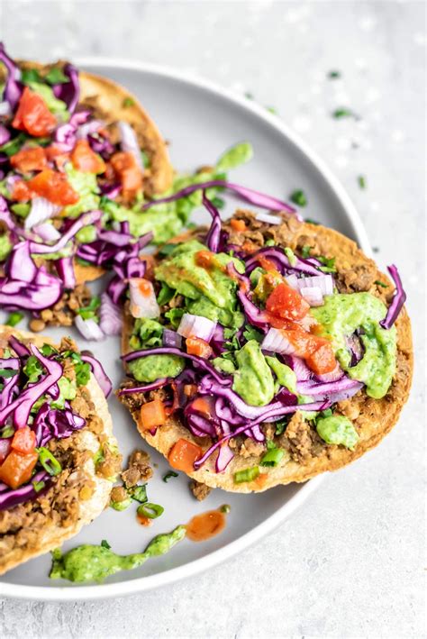 vegan lentil tostadas with easy avocado sauce running on real food