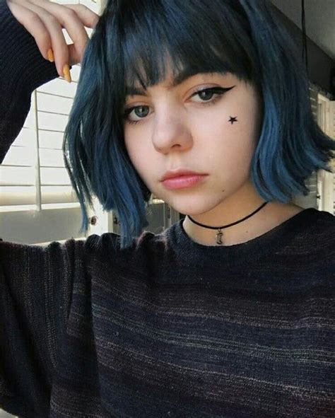 Melmercer Short Dyed Hair Blue Hair Aesthetic Girl Short Hair